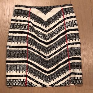 Ivory & black pattern pencil skirt-Anthropologie